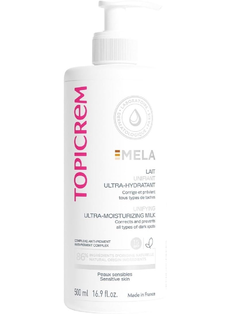 Topicrem Mela Ultra-Hydrant Unifying Ultra Moisturizing Milk With SPF 15 500 ml - Image 1